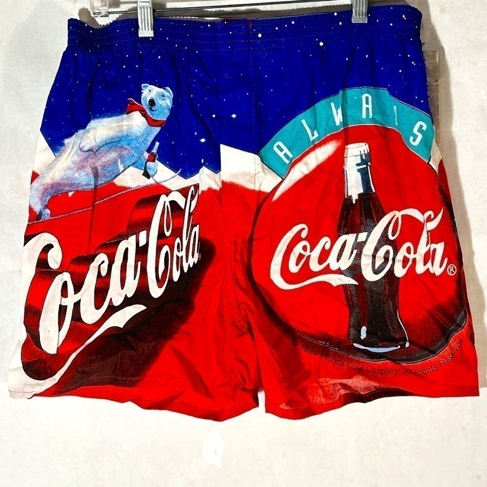 NWT Vintage Coca Cola Polar Bear Boxer Trunks Shorts